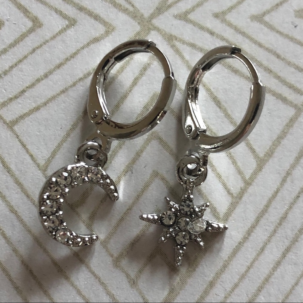 Silver Star & Moon Hoop Earrings